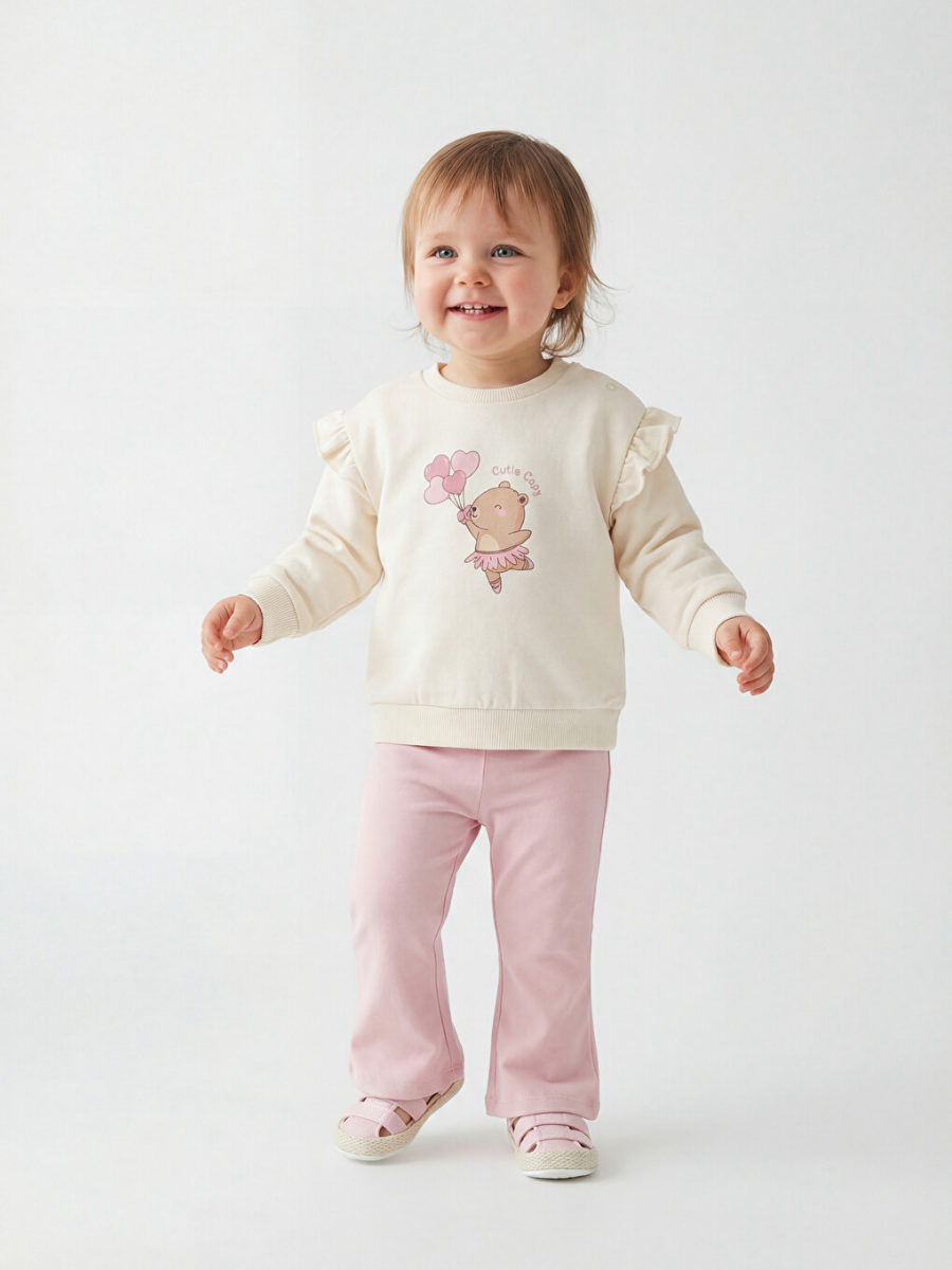Printed Sweatshirt and Leggings - Light Beige