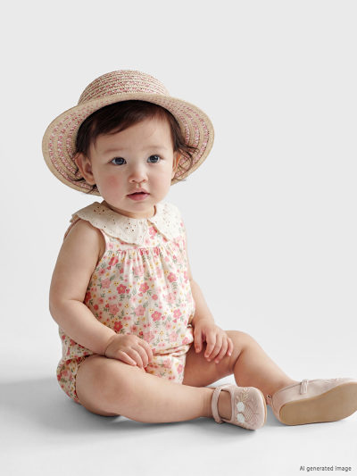 Peter Pan Collar Printed Cotton Jumpsuit