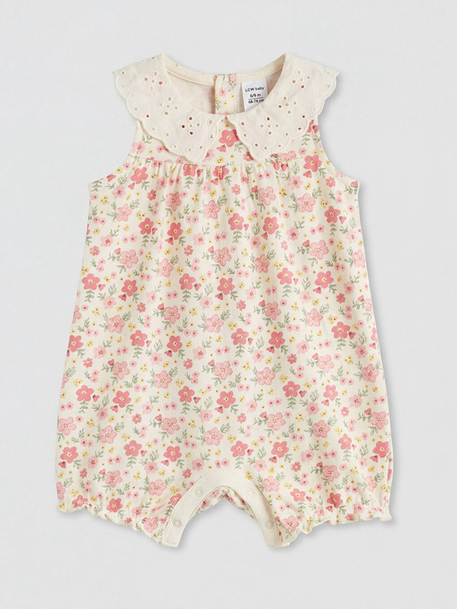Peter Pan Collar Printed Cotton Jumpsuit