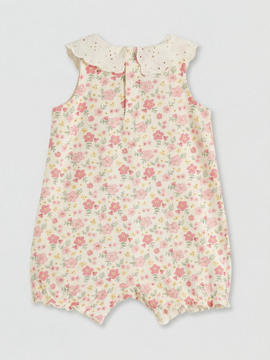 Peter Pan Collar Printed Cotton Jumpsuit