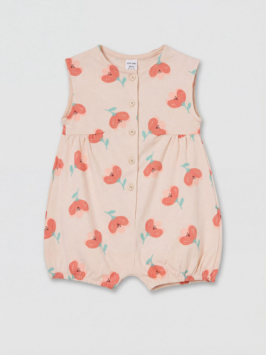 Crew Neck Printed Cotton Jumpsuit
