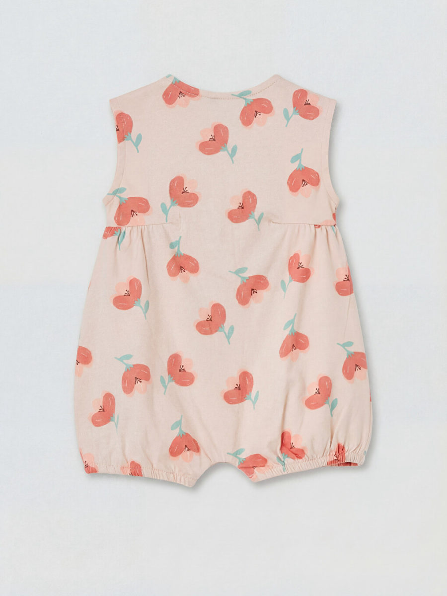 Crew Neck Printed Cotton Jumpsuit