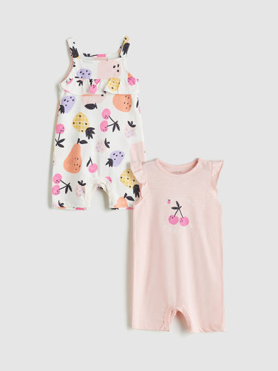 Crew Neck Printed Bodysuit Two-Pack