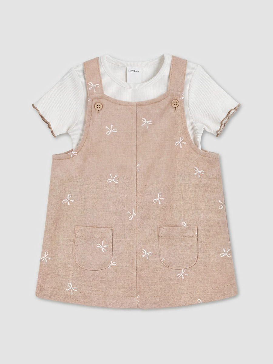 Crew Neck Dress and Blouse