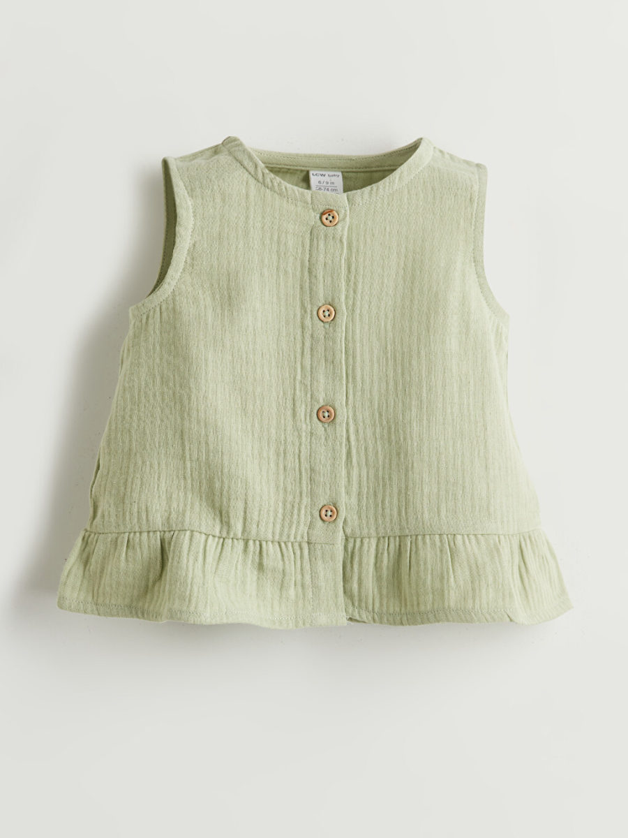 Crew Neck Muslin Blouse and Shorts, 2-Pack