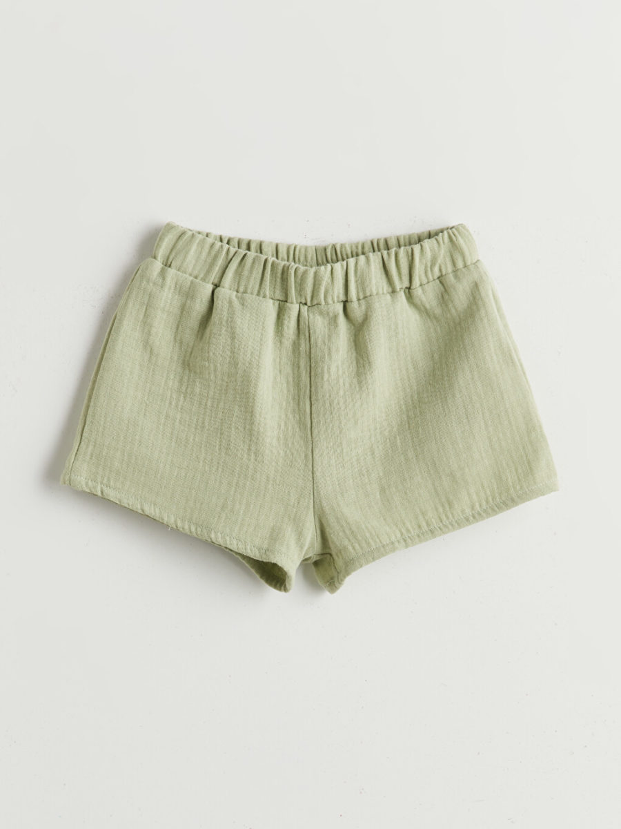Crew Neck Muslin Blouse and Shorts, 2-Pack