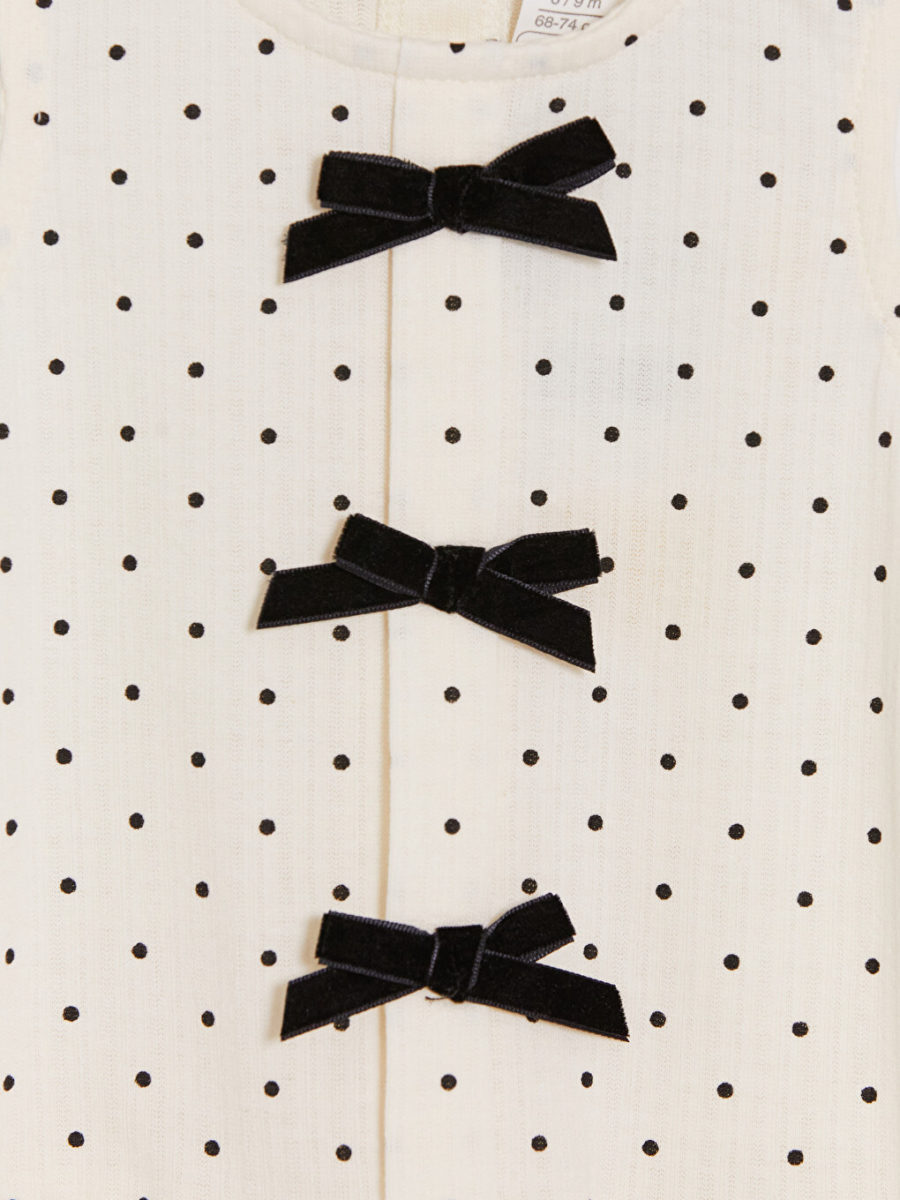 Crew Neck Polka Dot Bow Dress