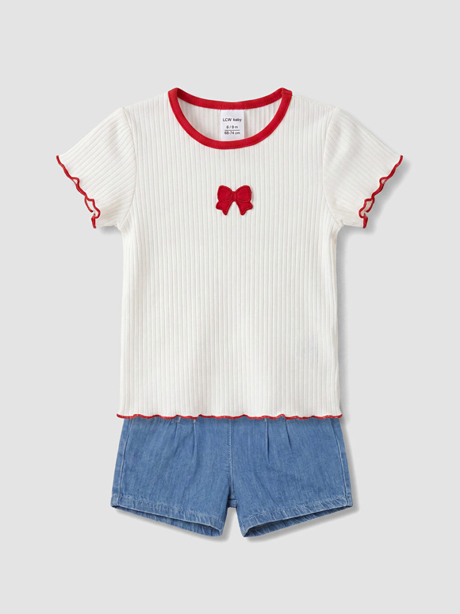 Bow Detail Two-Piece Set - Cream