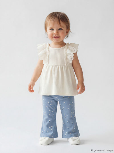 Ruffle Detail Floral Bodysuit and Leggings