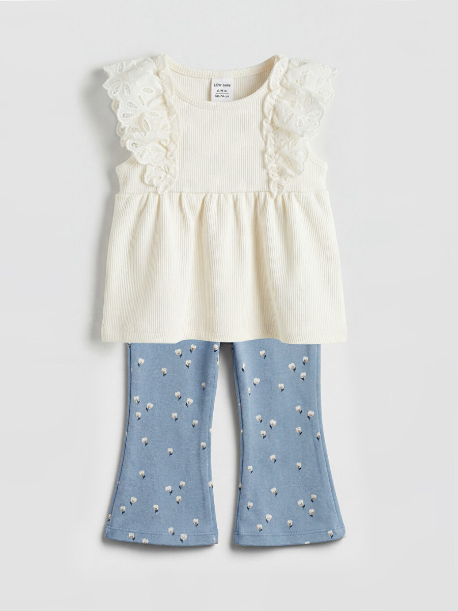 Ruffle Detail Floral Bodysuit and Leggings
