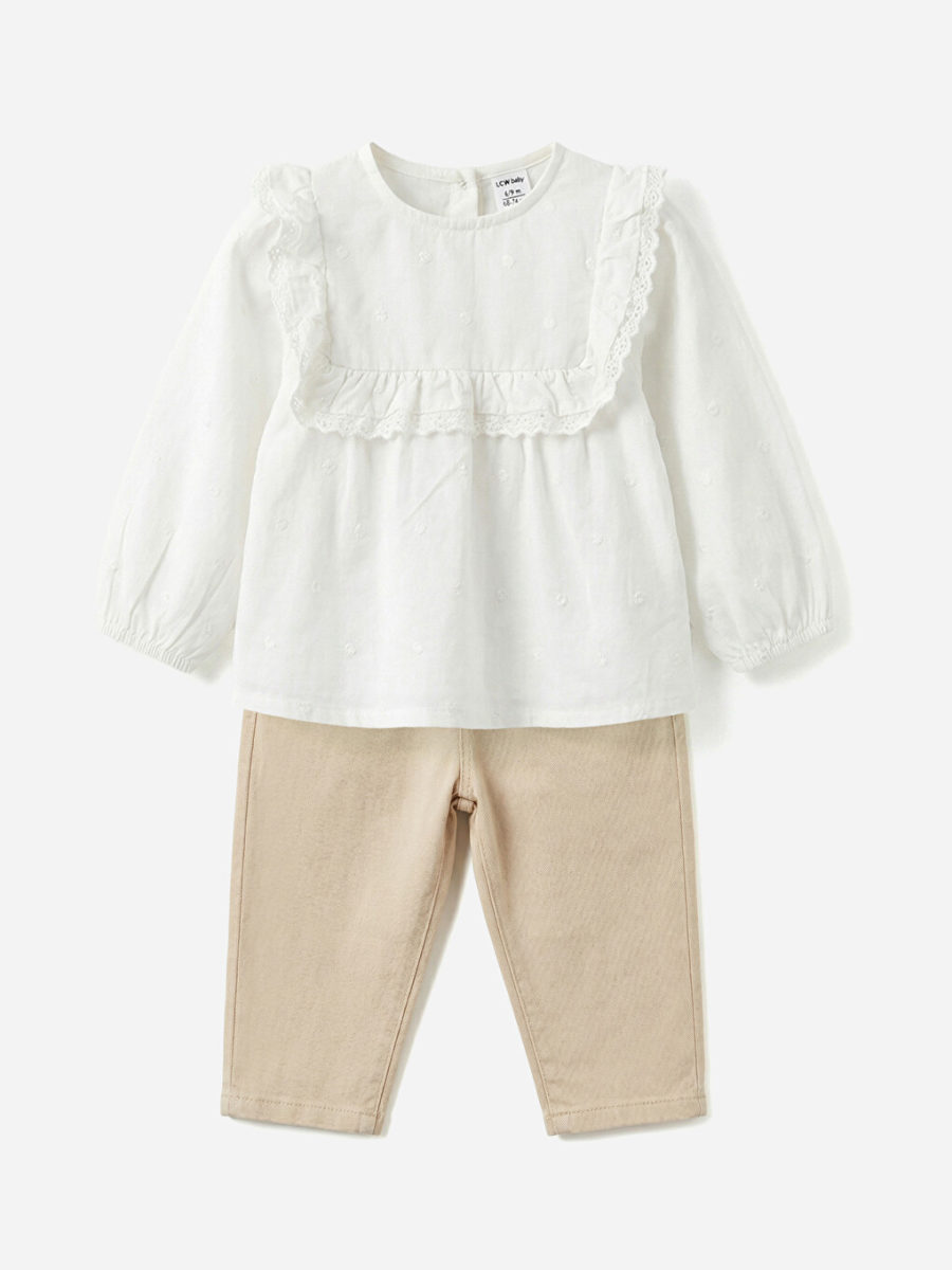 Ruffled Gabardine Blouse and Pants