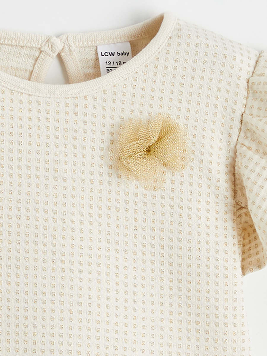 Floral Applique Ruffled Blouse and Leggings