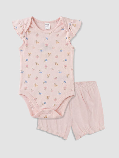 Floral Print Two-Piece Set - Light Pink