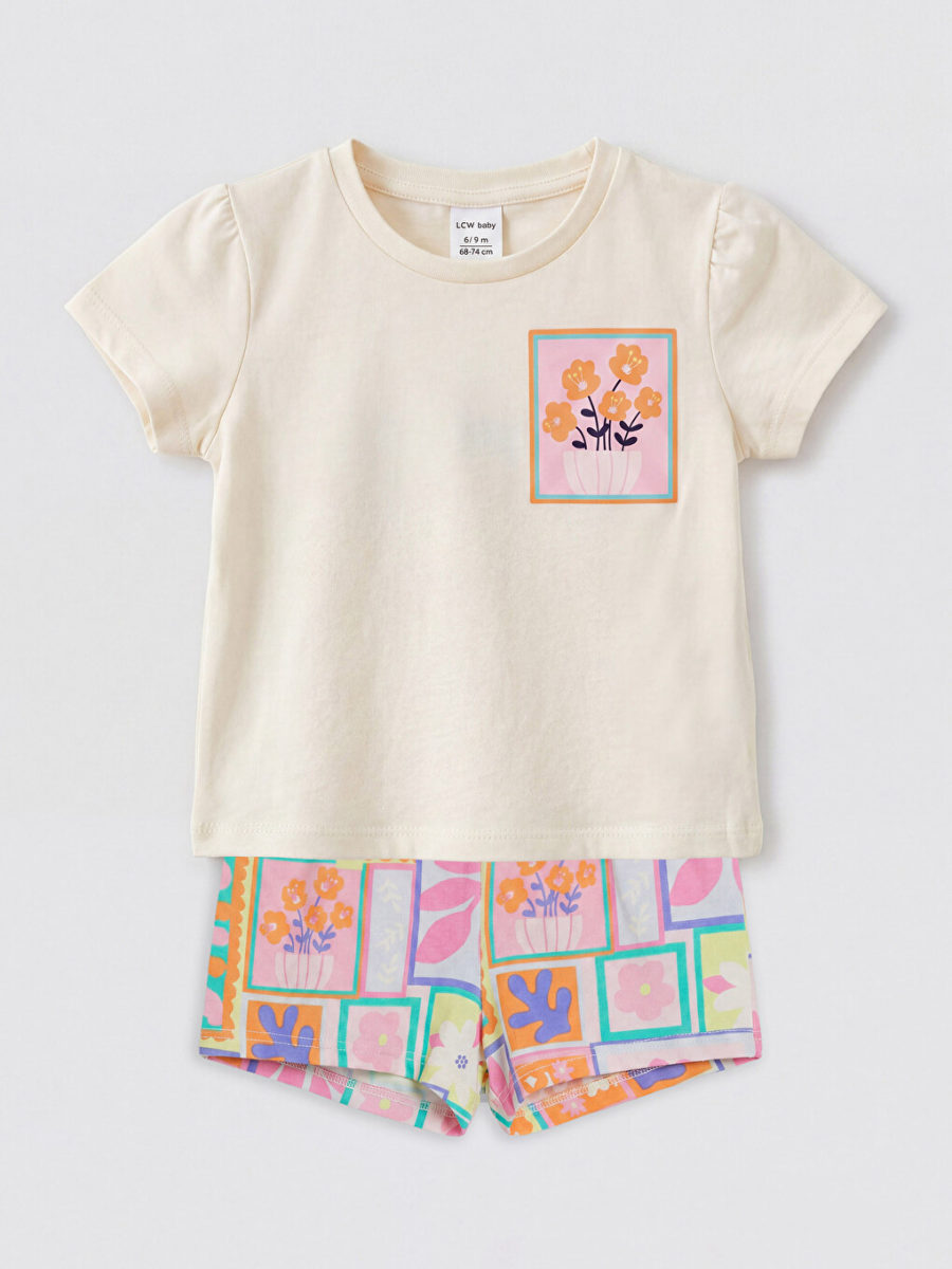 Floral Print T-Shirt and Short Set
