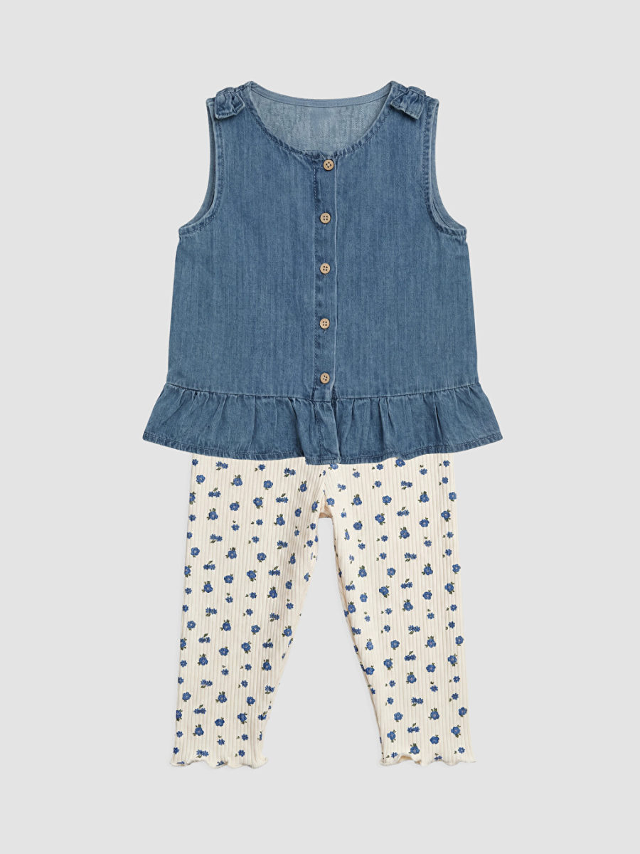 Floral Patterned Blouse and Legging Set