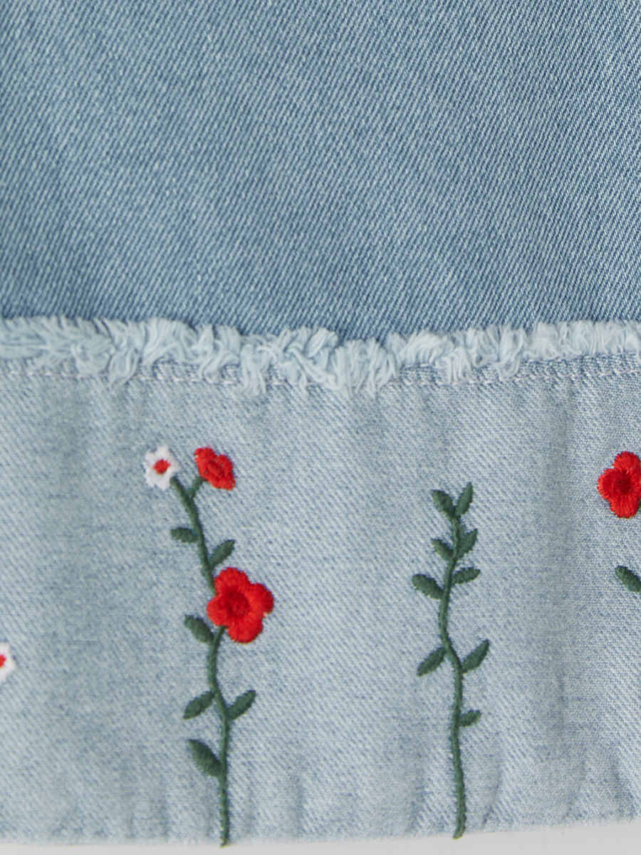 Floral Embroidered Jean Dress