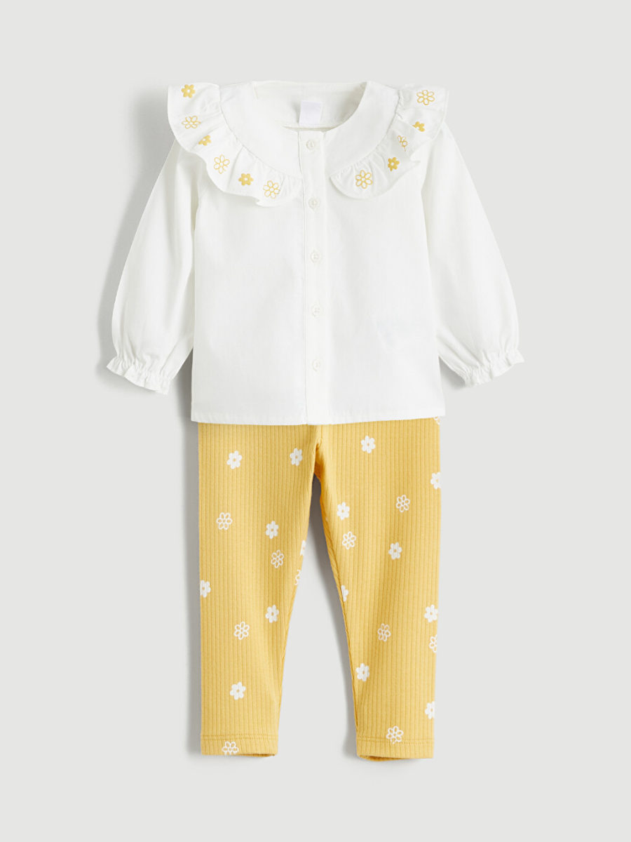 Floral Shirt and Leggings - Yellow