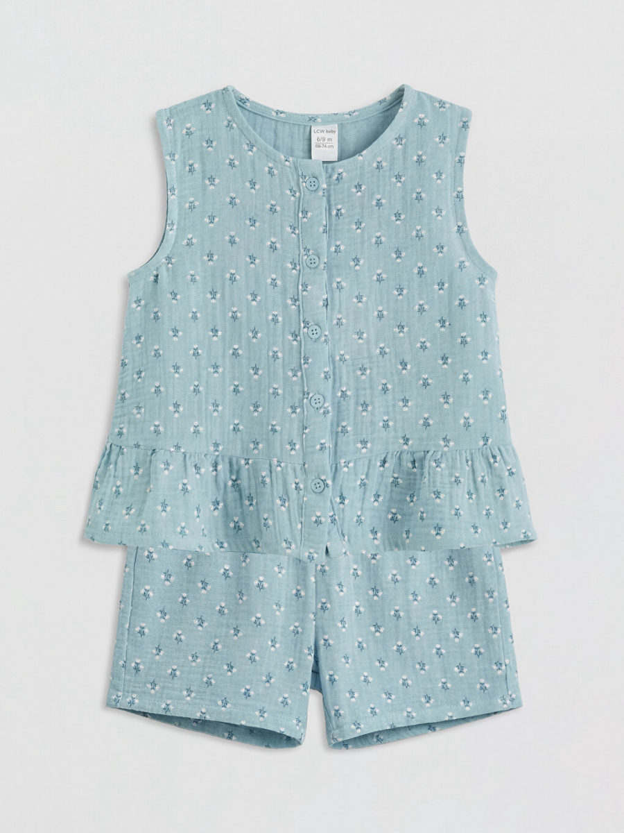 Floral Muslin Shirt and Shorts