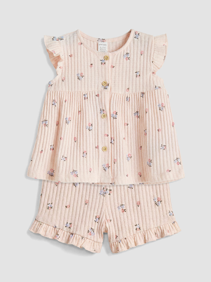Floral Short Set - Light Pink