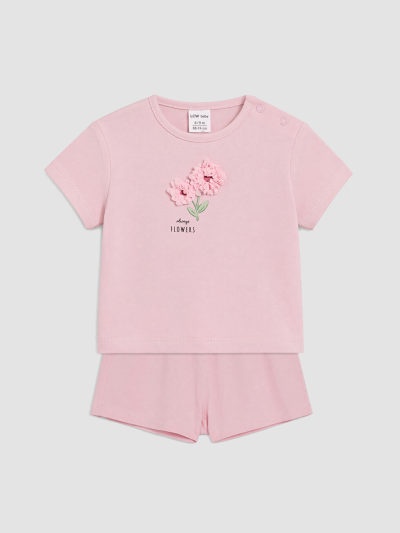 Floral Shorts Set - Plain Shorts