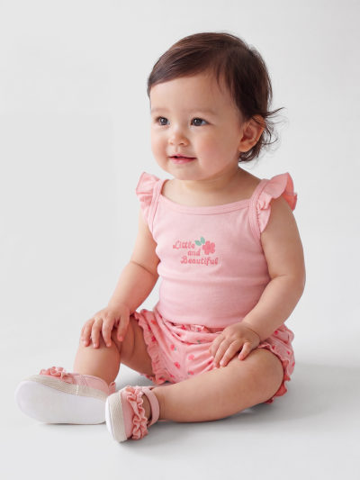 Floral Snap-Fastening Bodysuit and Shorts