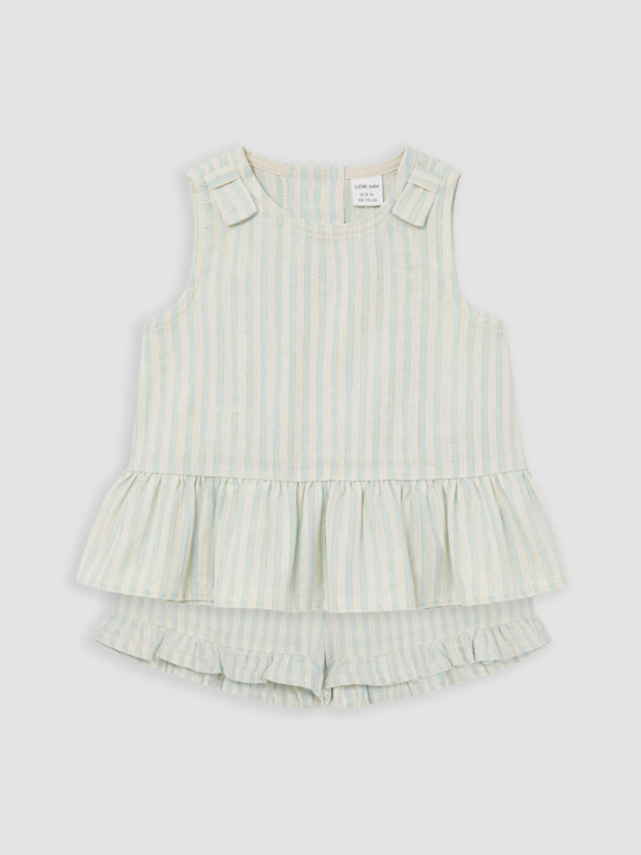 Striped Short Set - Soft Blue