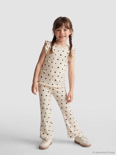 Heart Print Blouse and Leggings