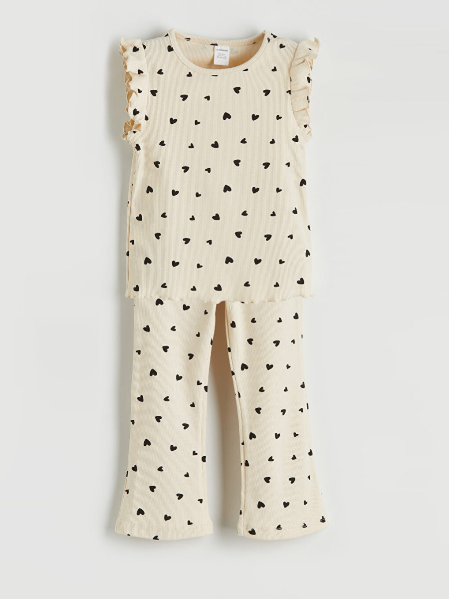 Heart Print Blouse and Leggings