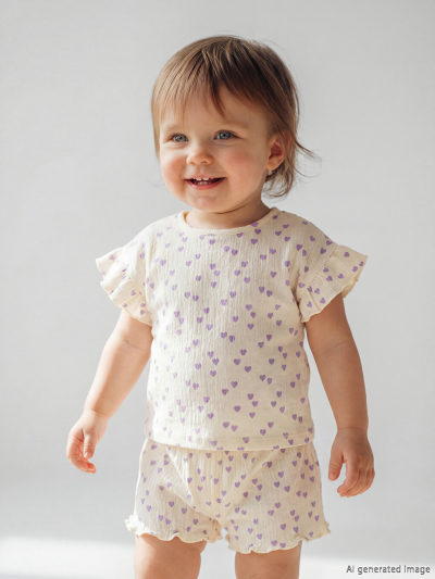 Heart Pattern Top and Shorts