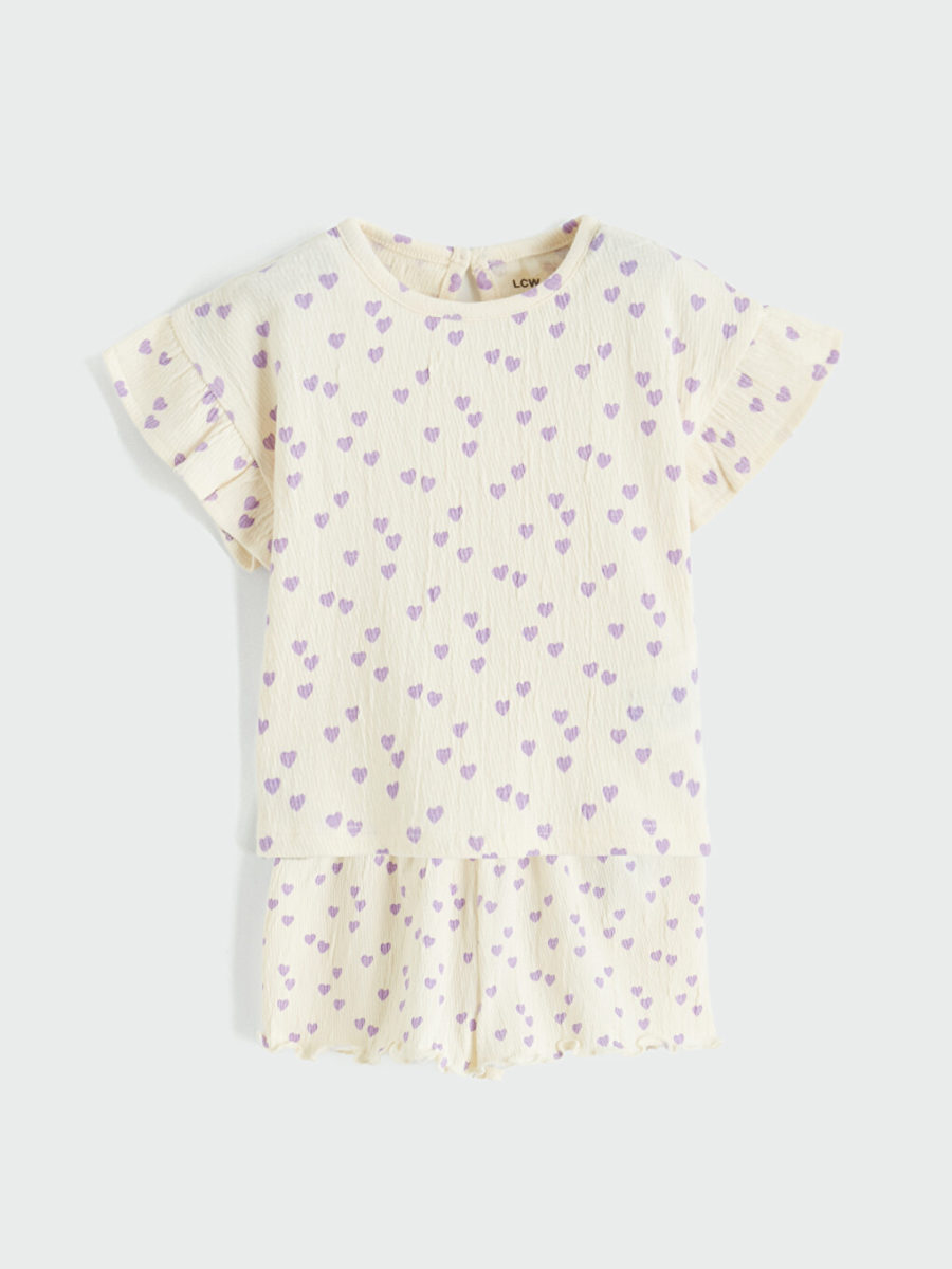 Heart Pattern Top and Shorts