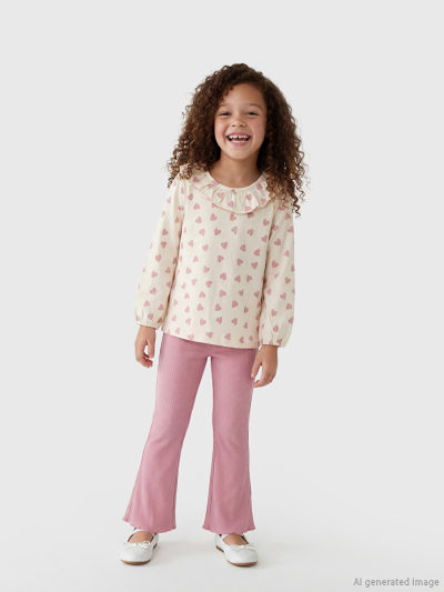 Heart Pattern Blouse and Leggings