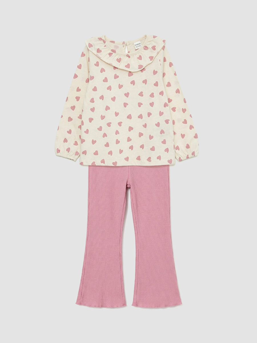Heart Pattern Blouse and Leggings
