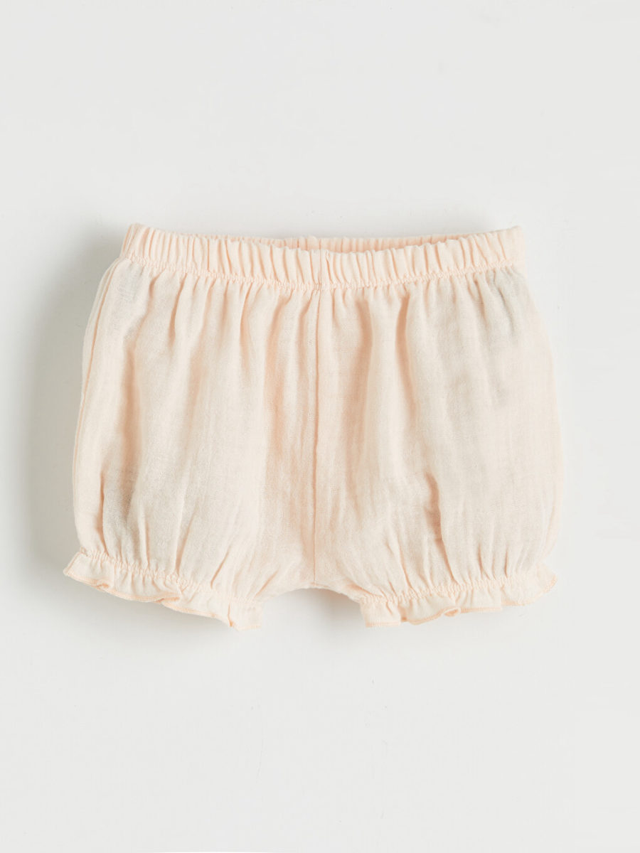 Ruffled Muslin Snap-Fastening Bodysuit and Shorts
