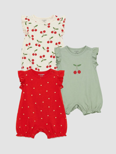 Ruffled Cotton Bodysuit Three-Pack