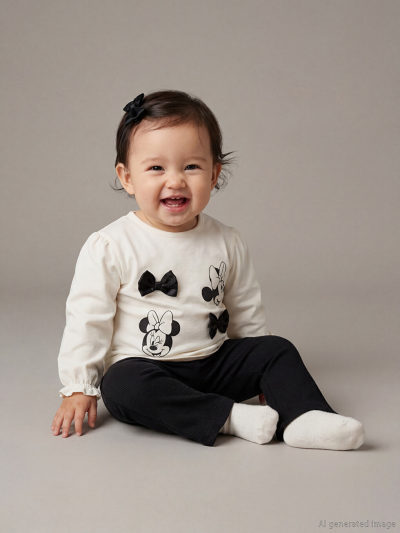 Minnie Mouse Print Blouse and Leggings