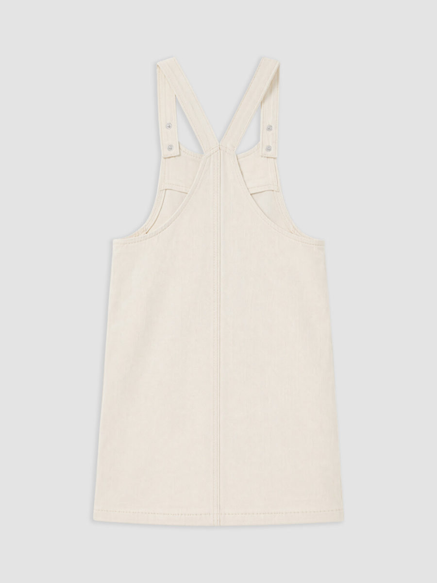 Embroidered Jean Overalls Dress