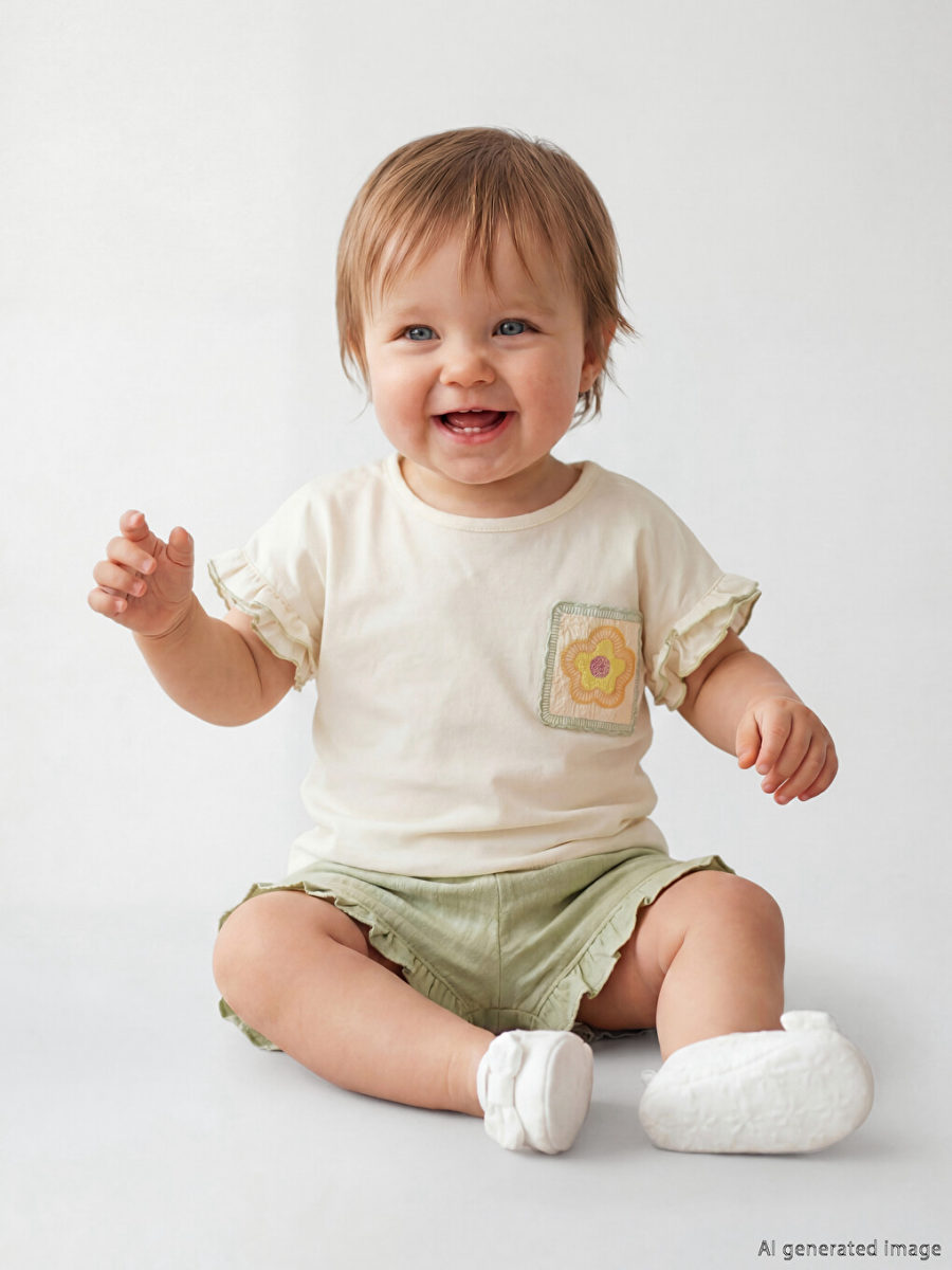 Embroidered and Ruffle Detailed Set