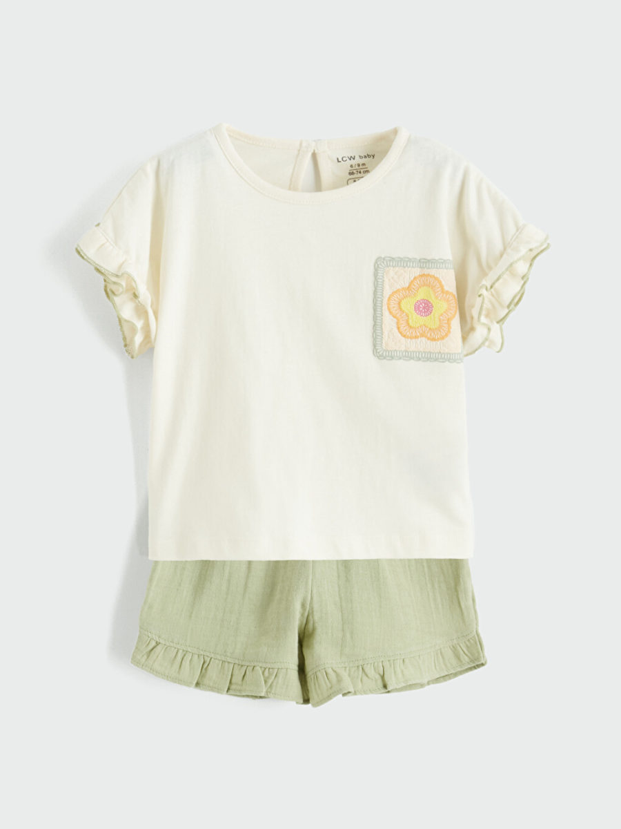 Embroidered and Ruffle Detailed Set