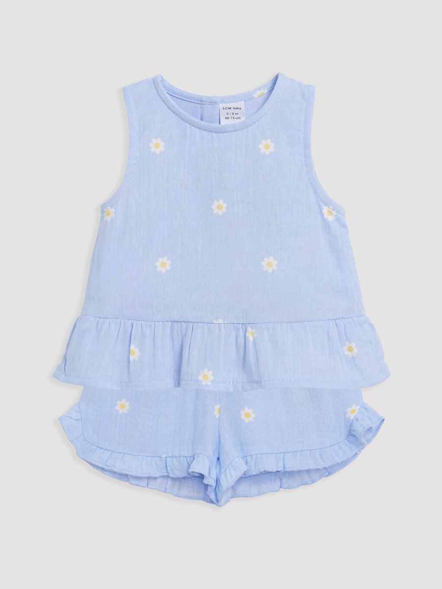Daisy Embroidered Muslin Shorts Set