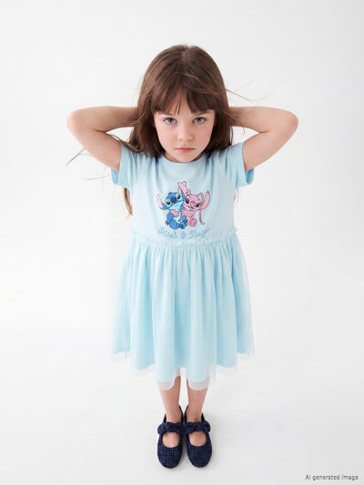 Stitch and Angela Print Ruffled Dress