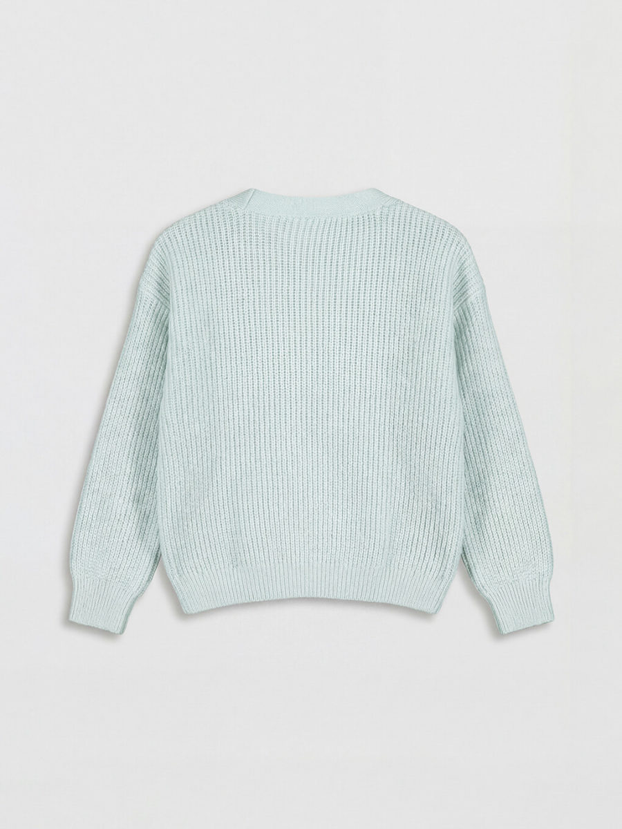V-Neck Sequin Embellished Knit Cardigan